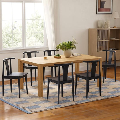 Mid Century Modern Kitchen Chairs Set of 4, Wooden Dining Room Chairs Wishbone Chair with Curved Back Armless Accent Chair for Living Room Restaurant, Black