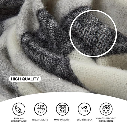 | Wool Blanket/Throw | 100% New Zealand Wool | Perfect for Home and Outdoors | Virgin Wool Throw with Fringes 67"x79" (170 x 200 cm)