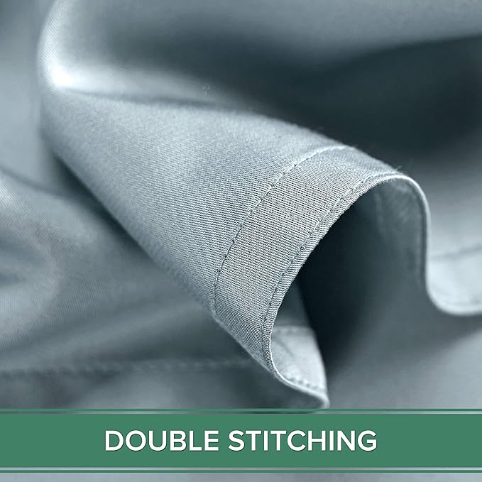 Pure Bamboo Queen Sheets, Genuine 100% Organic Viscose Derived from Bamboo Bed Sheet Set, Luxuriously Soft & Cooling, Double Stitching, 2 Year Quality Promise (Queen, Sterling Blue)