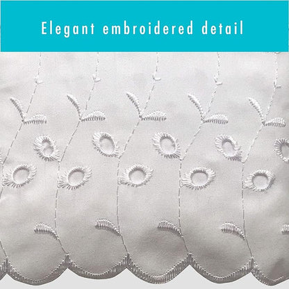 Fresh Ideas Eyelet Bed Skirt, Ruffled Design, 18 Inch Drop, Embroidered Scalloped Edge, California King, White