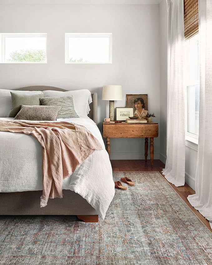 Loloi Chris Loves Julia Jules Collection JUL-05 Lagoon/Brick 2'-0'' x 5'-0'', .13" Pile Height, Accent Rug