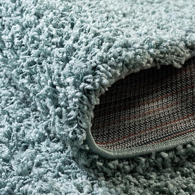 Unique Loom Solid Shag Collection Area Rug (5' 1" x 8' Oval, Light Slate Blue)