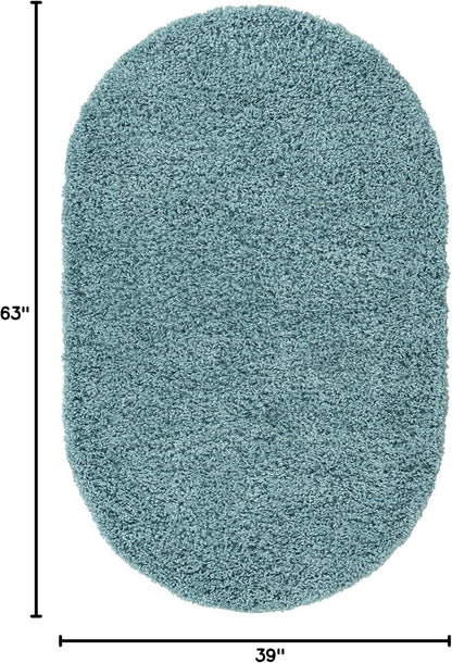 Unique Loom Solid Shag Collection Area Rug (3' 3" x 5' 3" Oval Light Slate Blue)