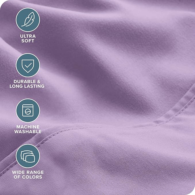 Bare Home Hotel Luxury Queen Sheet Set, Extra Soft - 6 Piece Set - Deep Pockets - Easy Fit - Cooling & Breathable - Wrinkle, Fade, Stain Resistant - Includes 4 Pillowcases (Queen, Lavender)