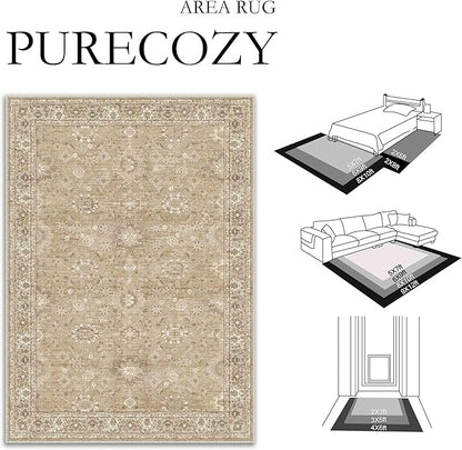 2x3 Brown Entryway Area Rug Machine Washable Doormat Kitchen Vintage Distressed Non Slip Carpet Indoor Traditional Floral Accent Throw Small Rug for Bathroom Office Bedroom Living Dining Room