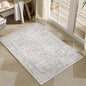 Gray Entryway Area Rug 2x3 Door Mat Machine Washable Kitchen Vintage Distressed Non Slip Carpet Indoor Grey Retro Floral Accent Throw Small Rug for Bathroom Office Bedroom Dining Living Room