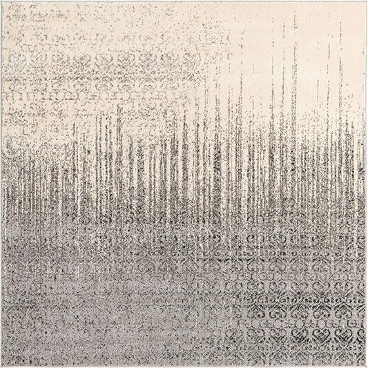 Unique Loom Del Mar Collection Area Rug - Jennifer (6' 1" Square, Gray/ Black)