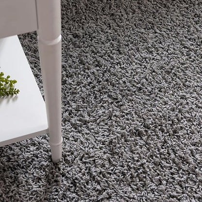 Unique Loom Solid Shag Collection Area Rug (4' 1" Round, Cloud Gray)