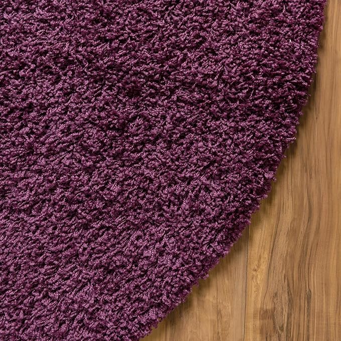 Unique Loom Solid Shag Collection Area Rug (3' 3" x 5' 3" Oval, Eggplant Purple)