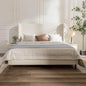 King Size Upholstered Bed Frame, Harper 54" Tall Headboard Platform Beds, Wingback Headboard Bedframes/No Box Spring Needed/Easy Assembly/Elegant Simplicit, Beige Boucle
