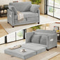 51" Loveseat Sleeper Sofa Bed, Corduroy Convertible Floor Sofa Bed for Small Spaces, Folding Couch Bed with Deep Seat, 2 Pillows & Solid Frame, Pull Out Floor Couch for Living Room, Grey