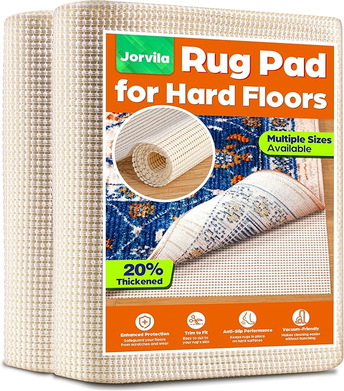Non-Slip Rug Pad Gripper 5x8 Feet, Anti Skid Mat for Under Area Rugs, Keeps Rugs in Position and Safe, Thick Cushioned Carpet Pad for Hardwood Floors Protection