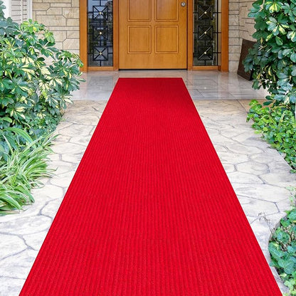 Ottomanson 2' x 41' Hallway Runner with Scraper Pile - Extra Durable Non-Slip Rug Mat for Indoor & Outdoor Use - Ideal for Kitchen, Entryway, Patio & Garage - High-Traffic Carpet, Red