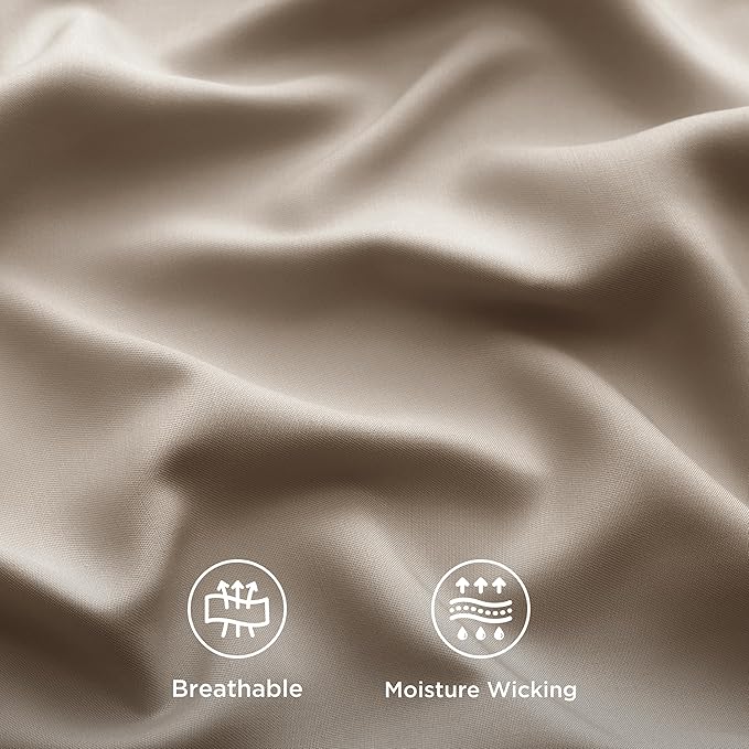 Bedsure California King Sheet Sets, Cooling Sheets, Rayon Derived from Bamboo, Deep Pocket Up to 16", Breathable & Soft Bed Sheets, Hotel Luxury Silky Bedding Sheets & Pillowcases, Simply Taupe