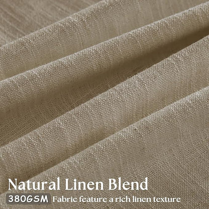 Pleated Linen Curtains 90 Inches Long for Living Room Pinch Pleat Hooks Track System Back Tab Custom Made Memory Shape Drape Privacy Protection Grey Beige Living Room Bedroom Window Curtain 90 Inch