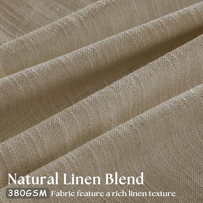 Extra Long Pinch Pleated Linen 108 Inch Curtains 2 Panels Set for Living Room Bedroom Farmhouse Tan Brown Cotton Flax Back Tab Memory Shape Pinch Pleat Ceiling Floor Window Curtains 9 FT Grey Beige