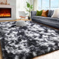 PAGISOFE Black White Rugs for Living Room 6x9, Shag Fuzzy Fluffy Washable Rugs for Bedroom Kids Room Playroom Dorm Shaggy Soft Carpet for Home Decor Aesthetic Plush Bedside Rug Modern Grey Rug