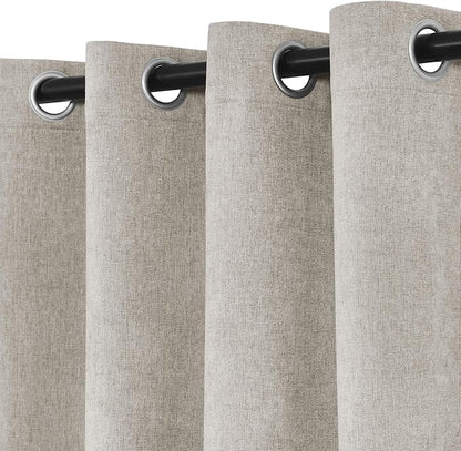 Macochico Thermal Blackout Chenille Curtains 100% Blackout Window Draperies for Living Room Bedroom Auditorium Banquet Hotel Beige Curtains with Tieback Classic Home Decor 72" Wx102 L 1 Panel