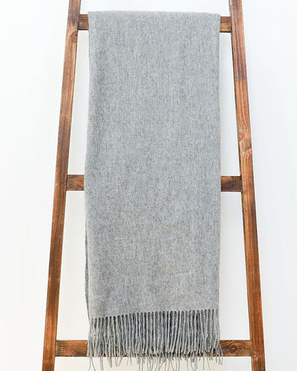 Alashan Ripple Finish Woven Throw - Cashmere Blend Throw Blanket - Soft Ash Blanket for Couch