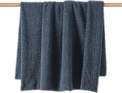 HiEnd Accents Teddy Throw Blanket, 60x90 inch, Midnight Blue, Boucle Throw Blanket, Soft Cozy Fluffy Classic Chic Casual Heavy Blanket, Modern Rustic Plush Comfy Warm Blanket for Bed, Sofa