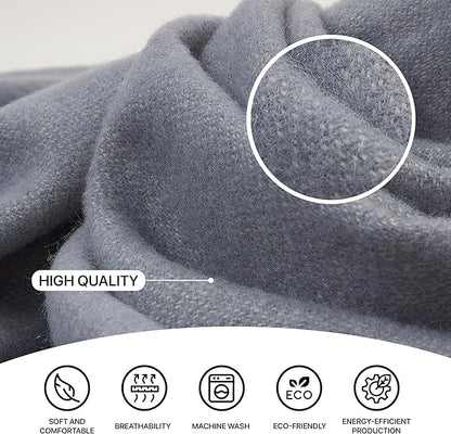 | Wool Blanket/Throw | 100% New Zealand Wool | Perfect for Home and Outdoors | Virgin Wool Throw with Fringes 55"x79"(140 x 200 cm)