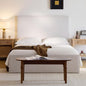 King Size Upholstered Bed Frame, 52" High Headboard Wingback Bedframes, Lucas Tall Headboard Floor Platform Beds, No Box Spring Needed/No Noise/Minimalist, Textured Lvory Canvas Chenille