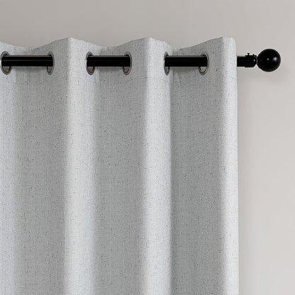 Amazon Basics Faux Linen Blackout Curtains for Bedroom and Living Room, 2-Piece Set with Grommets, 52" W x 84" L, White