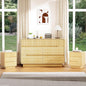 7 Drawer Dresser and 2 Nightstand Sets for Bedroom 3 Pcs Bedroom Set, Modern 47.2" Fluted Dresser with Invisible Handles Nightstand Charging Station, Bedroom Furniture Set for Living Room, Natural