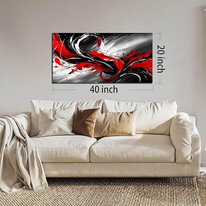 Black White and Red Abstract Print Picture Painting Large Canvas Wall Art for Living Room Bedroom Framed Canvas Wall Decor Modern Room Abstract Wall Decorations Artwork Size 20x40 Ready to Hang