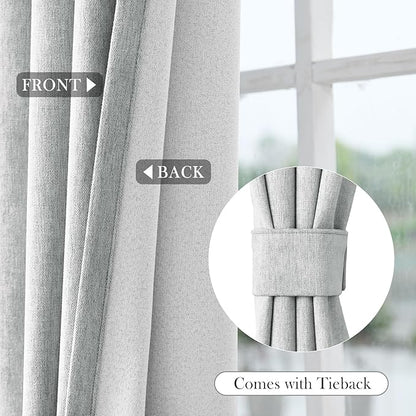 Macochico 100% Blackout Curtains Insulted Window Panels for Bedroom Living Room Dining Room Luxury Chenille Curtains Classic Home Decor Medium Gray Curtains with Tieback 52" Wx72 L Grommet 1 Panel