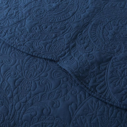 HoneiLife Quilt Sets King Size - Microfiber Bedspreads for King Bed, 3-Piece Lightweight Coverlets, Retro Bedlinen Sets, King Quilt Bedding Set All Season Use-Navy