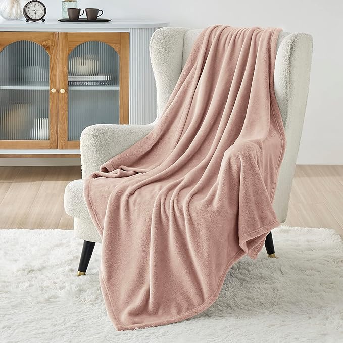 Bedsure GentleSoft Fleece Throw XL Blanket Dusty Pink - 300GSM Soft Lightweight Plush Cozy Blankets for Bed, Sofa, Couch, Travel, Camping, 50x70 inches
