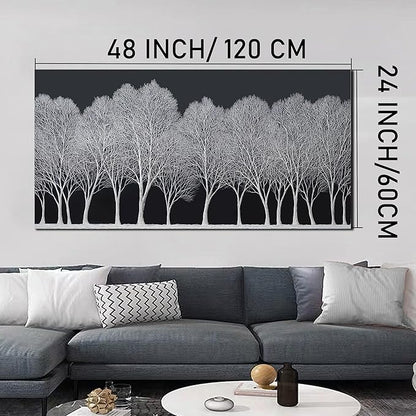 Trogonup Black and White Wall Art for Bedroom Large Forest Picture Landscape Tree Artwork for Living Room Home Office Modern Canvas Prints Ready to Hang 24"x48"