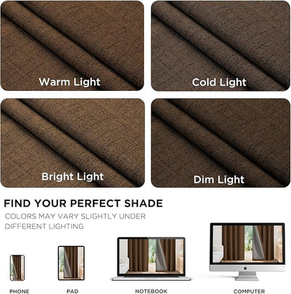 Joydeco Linen Blackout Curtains for Bedroom - 100% Light Blocking 1 Panels, Cappuccino Drapes 70" W x 108" L, Thermal Insulated Room Darkening Curtains for Living Room, Rod Pocket & Back Tabs