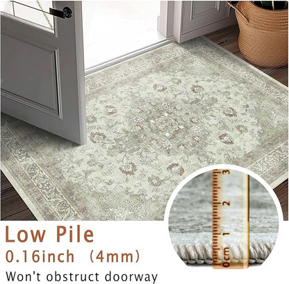 vivorug 6x9 Area Rugs, Ultra-Soft Washable Rug for Living Room Dinner Room Bedroom, Non-Slip Vintage Sage Green Rug, Indoor Carpet Large Area Rug