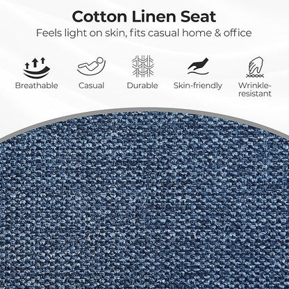 Zouron Mid Century Modern Accent Chair with Wooden Legs, Upholstered Swivel Chair No Wheels, Side Accent Armchair Vanity Chair for Small Space Home Office Living Room Bedroom, Blue