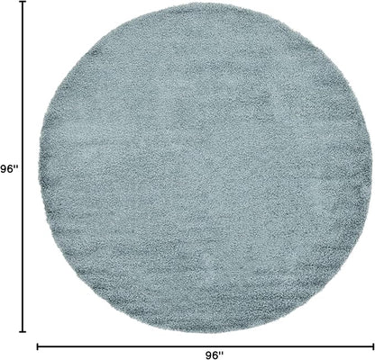 Unique Loom Solid Shag Collection Area Rug (8' Round, Light Slate Blue)