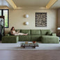 136" Sectional Couches for Living Room Modern Modular Sofa with L-Shape Couchs Upholstered Boneless Couch Deep Seat Sectional Couch with Chaise (Green, Right Facing Chaise+3Seaters+Ottoman)