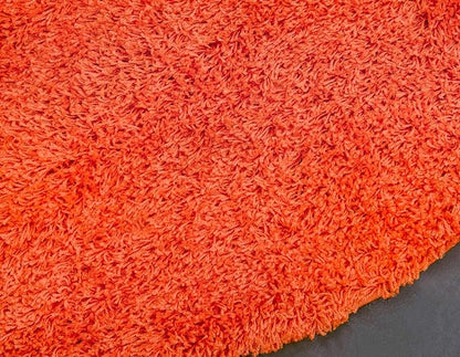 Unique Loom Solid Shag Collection Area Rug (6' 1" Round, Tiger Orange)