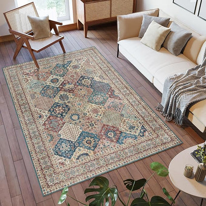 Gertmenian Indoor Boho Area Rug - 8x10 Large, Non Slip, Super Strong, Ideal for High Traffic Areas in Bedroom, Living Room, Kitchen - Cinzia, Bronze, 28508