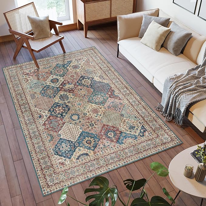Gertmenian Indoor Boho Area Rug - 6x9 Medium, Non Slip, Super Strong, Ideal for High Traffic Areas in Bedroom, Living Room, Kitchen - Cinzia, Bronze, 28507