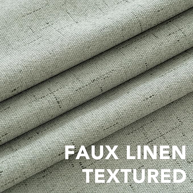 H.VERSAILTEX Linen Blackout Curtains Durable Thick Textured Linen Look 100% Blackout Patio Door Curtain Anti Rust Grommet Extra Wide Sliding Door Curtain Panel, W100 x L108 inch - Sage