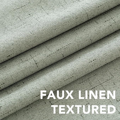 H.VERSAILTEX Linen Blackout Curtains 72 Inches Long 100% Absolutely Blackout Thermal Insulated Textured Linen Look Curtain Draperies Anti-Rust Grommet, Energy Saving with White Liner, 2 Panels, Sage