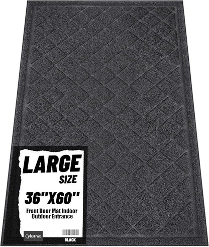 Front Door Mat Indoor Outdoor Entrance, 36" x 60" All-Season Heavy Duty Waterproof Doormat, Non-Slip Absorbent Entryway Mat, Easy to Clean, Low Profile Commercial Floor Mat for Indoor Outdoor