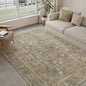 Brown Area Rug 5x7 Machine Washable Vintage Living Room Distressed Non Slip Carpet Traditional Indoor Bedroom Retro Floral Accent Throw Large Rug Office Kitchen Bathroom Dining Room