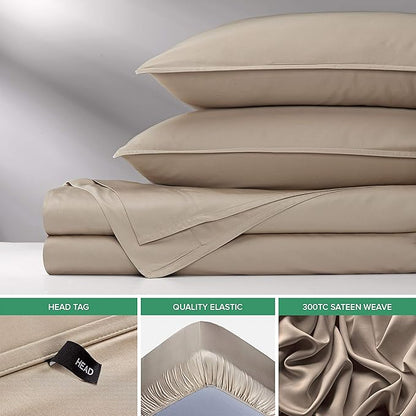 Pure Bamboo California King Sheets, Genuine 100% Organic Viscose Derived from Bamboo Bed Sheet Set, Soft & Cooling, Double Stitching, 2 Year Quality Promise (California King, Sand)
