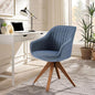 Zouron Mid Century Modern Accent Chair with Wooden Legs, Upholstered Swivel Chair No Wheels, Side Accent Armchair Vanity Chair for Small Space Home Office Living Room Bedroom, Blue