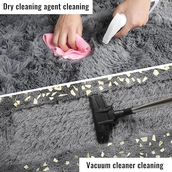 PAGISOFE 2x4 Small Bedroom Rug, Machine Washable Runner Rugs, Soft Plush Area Rug for Dorm, Kids Room, Office,Fuzzy Playroom Carpet, Alfombra para Sala, Furry Bedside Rug, Accent Faux Furry Grey Rugs