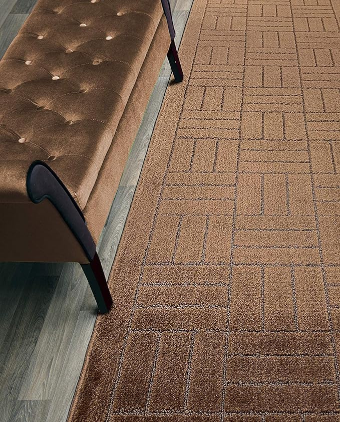 20 ft Extra Long Brown Hallway Kitchen Runner Rug Non-Slip Washable, 26" X 20' Carpet Runner Rugs-Rubber Backed, Custom Size Floor Mat for Stairs Bedroom Bathroom Entryway, Your Choice of Length