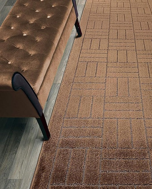 Custom Length Hallway Runner Rug,Slip Resistant,Bricks Brown, 26 Inch X 22 feet, Sold and Priced Per Foot